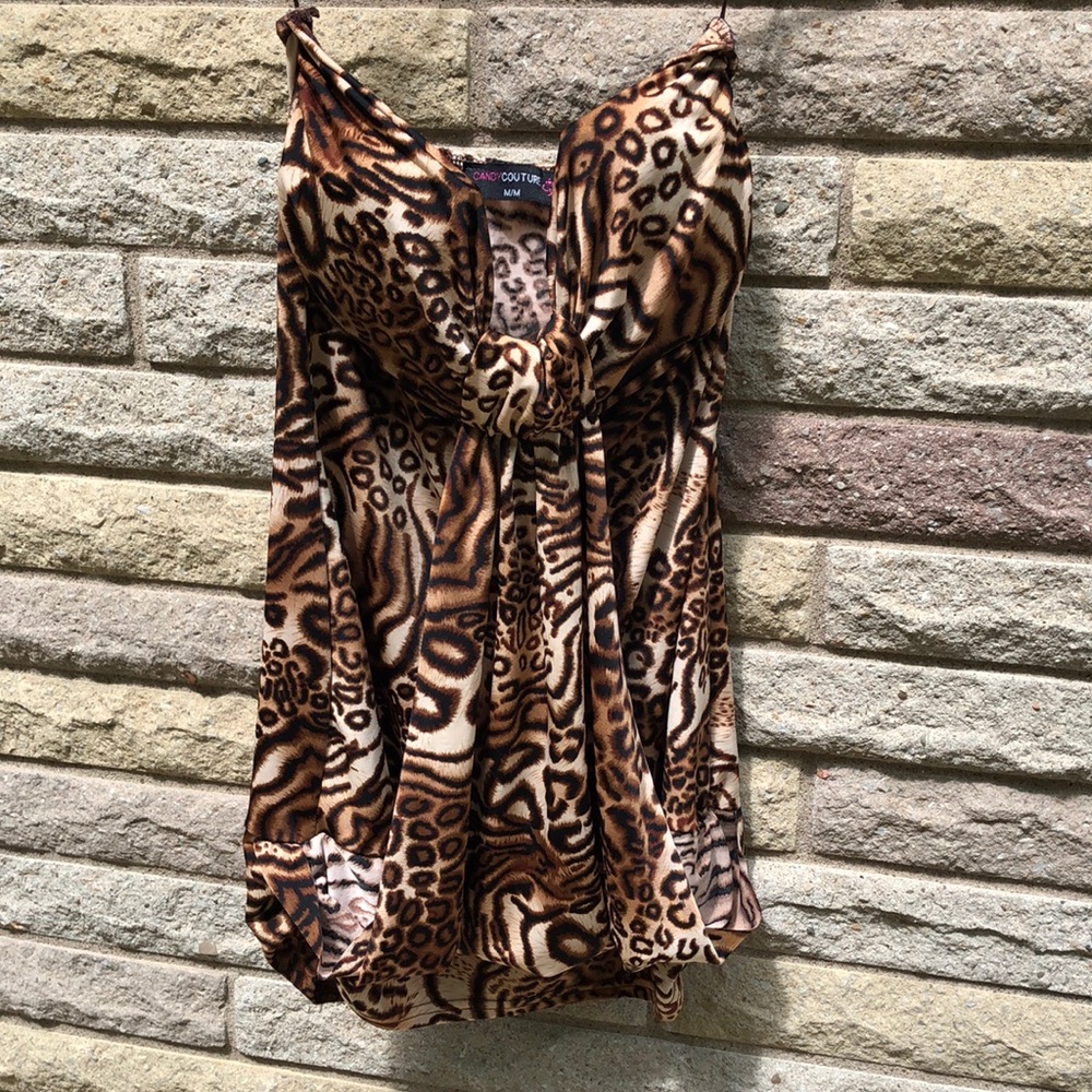 Strapless animal print top